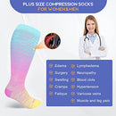 LEVSOX Plus Size Compression Socks for Women Men Wide Calf Extra Large 15-20 mmHg Knee High Support Sock for Nurses Pregnant Travel, 3 Pairs/Tie Dye, Large