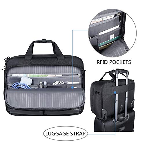 KROSER Rolling Laptop Bag Premium Rolling Briefcase Fits Up to 17.3 Inch Laptop Water-Repellent Overnight Rolling Computer Bag with RFID Pockets for Travel/Business/School/Men/Women-Black