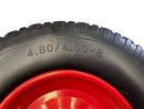 Upgraded 16" Black and Red Flat-Free Wheelbarrow Wheels - Universal Fit 4.80/4.00-8 Tires with 25.4mm Bearings, Non-Slip Design for Wheelbarrows/Garden Trailers