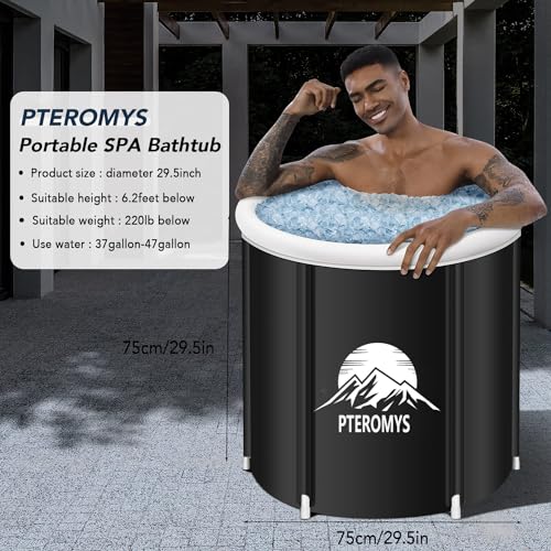 PTEROMYS Large Ice Bathtub for Athletes with Lid Portable Hot Tub Cold Plunge Therapy Training-Adult Spa for Ice Baths Soaking Ideal for Hot Bath Ice Bath (tub-75 * 75)
