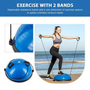 ZELUS Balance Ball Trainer Half Yoga Exercise Ball with Resistance Bands and Foot Pump for Yoga Fitness Home Gym Workout (Blue)