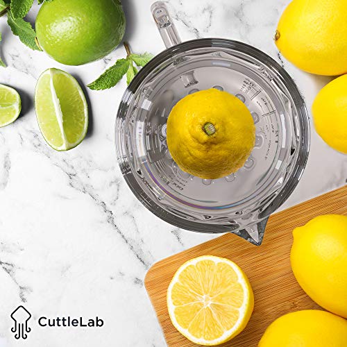 CuttleLab Glass Measuring 2-Cup with Lemon and Lime Juicer (2, Clear), Hand Juicer, Liquid Measuring Cups Manual Juicer, 2 Cup Measuring Cup, Ounce Measuring Cup, Citrus Reamer, Lemon Juicer Manual