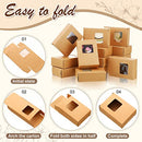 Outus 100 Pcs Soap Boxes with Window Mini Kraft Paper Box Favor Boxes Treat Box Mini Rectangle Gift Boxes Present Packaging Box for Homemade Soap Bakery Candy Wrapping, 3.5 x 2.6 x 1.2 Inch (Brown)