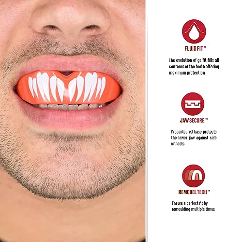 SAFEJAWZ Sports Mouthguard Slim Fit Full Contact Gum Shield for Football Rugby Boxing MMA Hockey (Adults (12+ Years), Viper)