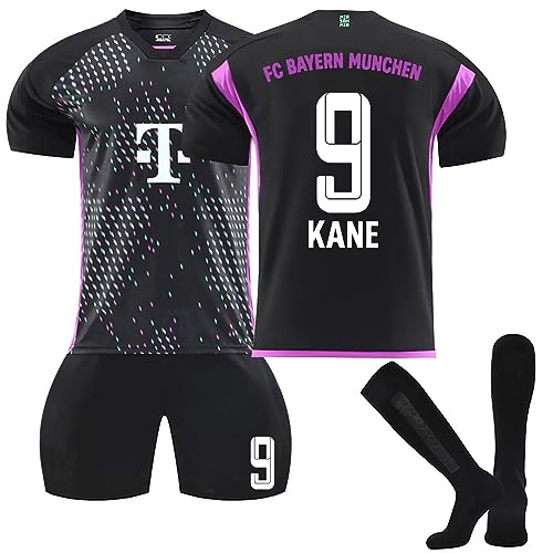 23/24 New FC Home/Away Soccer Jersey Kids Football Jersey | 2023-2024 New Football Jersey Kit for Kids Adults Football Training Jerseys | Jersey Tops + Shorts +Socks(13 Black-Away,24)