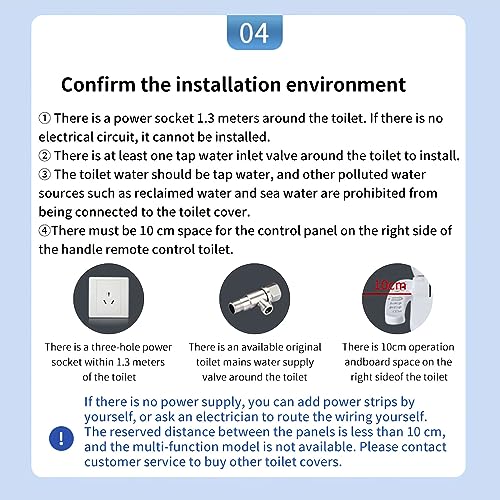 Electric Bidet Seat Toilet Seat, Smart Toilet Seat with Warm Water, Heated Seat, Warm Air Dryer, Rear and Front Wash, Soft Closed Toilet Seat, LED Light, Easy Install