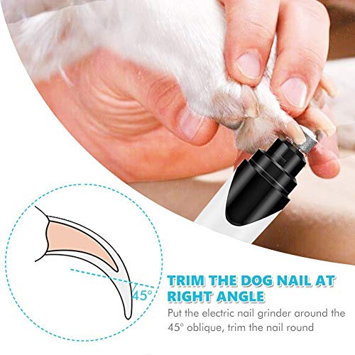 Dog Nail Grinder, Ultra Quiet Dog Nail Clipper for Small Medium Large Dogs Cats, Rimposky Rechargeable Pet Nail Trimmers Electric Paws Painless Grooming Kit, White, 1 Count (Pack of 1)
