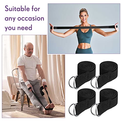 10 Pcs Yoga Strap 6Ft Exercise Stretch Bands for Flexibility with Adjustable Metal D Ring Buckle Loop Stretch Strap Non Elastic Yoga Belt Yoga Exercise Adjustable Straps for Pilates(Black)