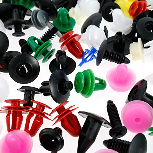 200Pcs Bumper Clips Car Retainer Clips & Plastic Fasteners Kit Auto Body Push Rivets Fender Liner Clips Multiple Size Universal Car Door Panel Trim Clip Fasteners for Car Auto Vehicle Truck