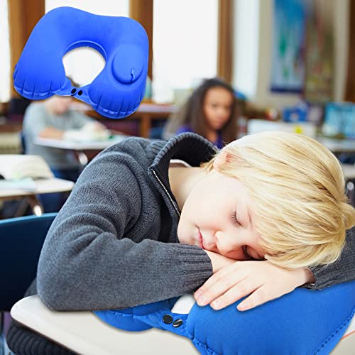 Inflatable Travel Neck Pillow for Airplane Portable U Shaped Neck Support Sleeping Travel Pillow, Blow Up Pillow by Press to Inflate for Trave,Office,Car and Train