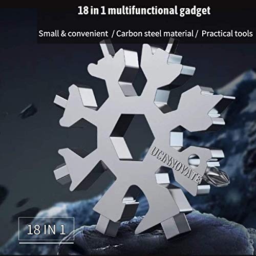 Portable 18-in-1 Snowflake Multitool EDC Keychain Screwdriver Tool Carbon Steel Gifts for Men, Portable Snowflake tool with Phillips, Slotted and Hex Wrench, Included Retractable Keychain, Gift Box