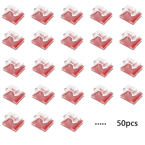 Cable Clips Black Self Adhesive 50 Pieces Desk Cable Management Clips Sticky Cable Clips for Lights and Decoration Wall Workshop Home Office Outdoors