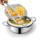 Deep Fryer Pot, 304 Stainless Steel Frying Pot, Tempura Fry Pot, Small Deep Fryer for Kitchen Fries, Shrimp, Chicken Nuggets, Squid, Fish Fryer, 2.2L