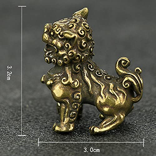 BESPORTBLE Chinese Lion Figurine Miniature Chinese Guardian Lion Brass Pair Lion Sculpture Foo Dogs Lucky Charm Micro Landscape Dollhouse Decoration Wedding Birthday Gift