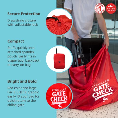 J.L. Childress Gate Check Bag for Standard and Double Strollers, Red