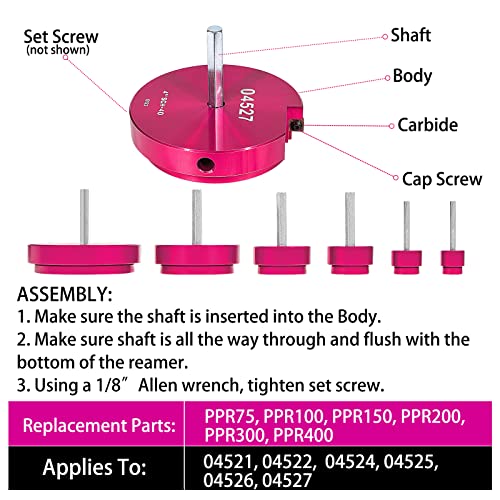 04529 for PPRK6 Plastic Pipe Fitting Reamer 6 Piece Kit fit into standard 1/2" drills PVC pipe reamer tool Contains PPR75, PPR100, PPR150, PPR200, PPR300 and PPR400