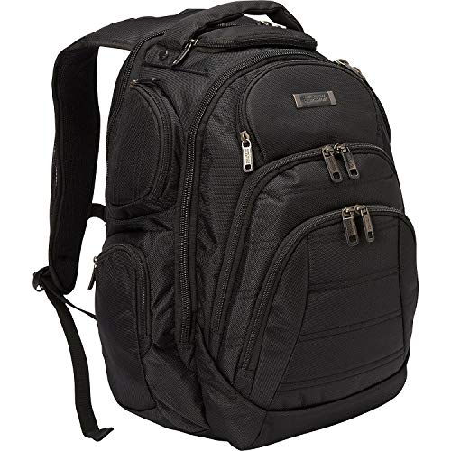 KENNETH COLE 5708145 Cole Reaction Pack-of-All-Trades' Multi-Pocket 17.0” Laptop & Tablet Business Travel Backpack, Black, One Size