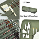 Paint Brush Roll Canvas Pouch, Army Green 22 Slots Paint Brush Holder Roll Up Canvas Paint Brush Bag，Artist Acrylic Oil Watercolour Brushes Case，Student Draw Pen Gouache Watercolor Oil Brush Storage