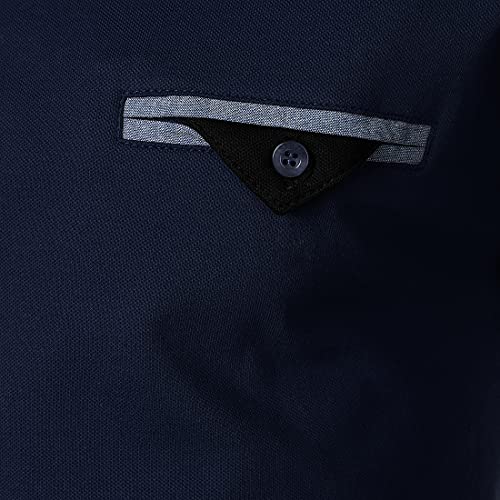AIOIDI Mens Long Sleeve Golf Polo Shirts for Adults,Blue,M