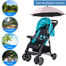 Baby Stroller Umbrella 360° UV Protection Pram Umbrella Universal Baby Stroller Parasol with Adjustable Clamp and Flexible Arm Waterproof Baby Carriages Umbrella for Bike Wheelchair Beach Chair sw (85cm pink)