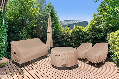 ULTCOVER Patio Umbrella Parasol Cover - 600D Waterproof Outdoor Market Umbrella Cover - Fits Market Umbrella 7-10 Feet