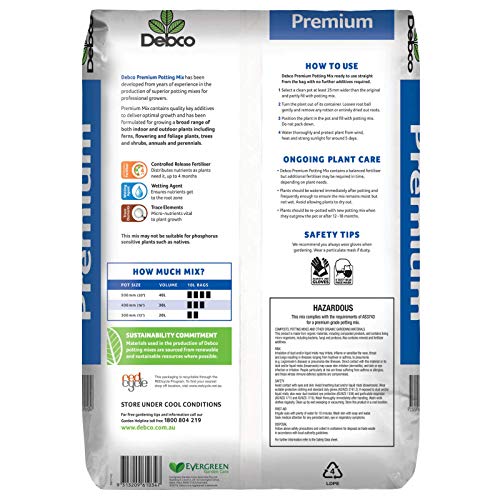 Debco Premium Potting Mix 10L - All Purpose - 4 Months Feed with Trace Elements - WaterSmart Technology