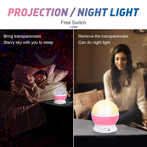 Baby Night Lights, Moon Projector 360 Degree Rotation - 4 LED Bulbs 8 Color Changing Light, Romantic Night Lighting Lamp, Unique Gifts for Birthday Nursery Women Children Kids Baby