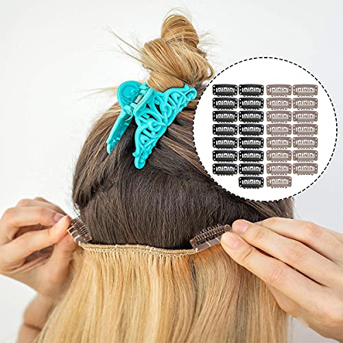 Wig Clips, 30 PCS Hair Extension Clips Small Snap Clips for Wig (Black & Brown)