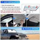 KUST Windshield Sun Shade for 2020-2023 Jeep Gladiator(JT),Sport,Sport S,Overland Rubicon Pickup(NO Sensor) Window Sunshade Sun Visor Protector Foldable Blocks UV Rays Keep Your Car Cooler