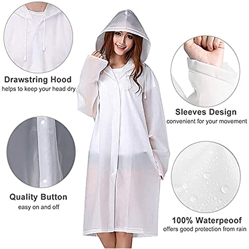 Rain Ponchos, 2 Pcs Rain Coats for Women Men, with Hood，Reusable EVA Rain Ponchos Raincoats.