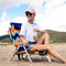 SunnyFeel Reclining Beach Chair Outdoor Folding Lounge Chairs for Adults 5 Position Adjustable with Cooler Bag and Cushioned Neck Rest Backpack Straps, Orange Wave