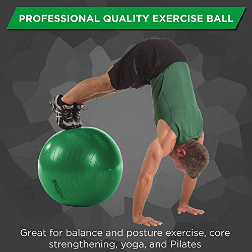 TheraBand Exercise Ball, Professional Series Stability Ball with 65 cm Diameter for Athletes 170cm - 185cm Tall, Slow Deflate Fitness Ball for Improved Posture, Balance, Yoga, Pilates, Core, Green