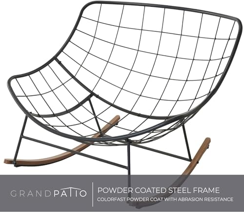 Grand patio Indoor & Outdoor, Royal Rocking Chair, Padded Cushion Rocker Recliner Chair Outdoor for Front Porch, Garden, Patio, Backyard, Grey