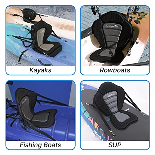 SereneLife Detachable Universal Paddle-Board Seat - Adjustable Paddle Board Seat, Form-Fitting Design for All Body Sizes, Large & Small, Compatible for Kayaks, Rowboats, Fishing Boats - SLSUPST15