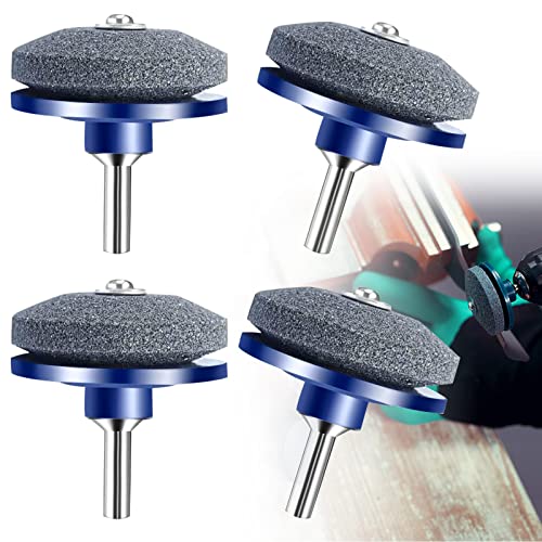 LAOJU Lawnmower Blade Sharpener 4 Pack Rotary Lawn Mower Sharpener with Steel Backing, Universal Garden Tool Blade Sharpener for Power Drill Hand Drill