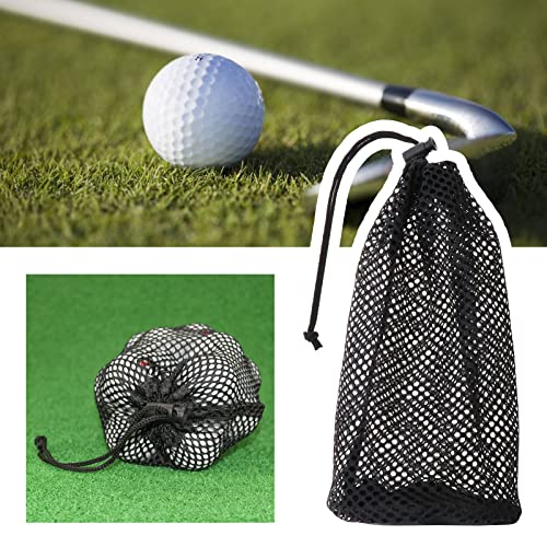 VGOL 2PCS Golf Ball Bag Nylon Drawstring Mesh Pouch Golf Ball Storage Bag for 48-56 Golf Balls Gym Bag Golf Accessory Outdoor Sports Supplies Black