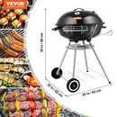 VEVOR Kettle Charcoal Barbecue Kettle Barbecue 56 cm Portable Barbecue Kettle Grill with Lid, Delicious BBQ, Picnic Grill with Large Grill Surface, Charcoal, Black, 63 x 82 x 88 cm Charcoal Round Barbecue Travel