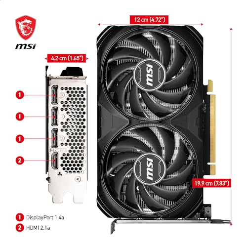 MSI GeForce RTX 4060 Ti Ventus 2X Black 16G OC Graphics Card -NVIDIA RTX 4060 Ti, 16GB GDDR6 Memory, 18Gbps, PCIe 4.0, DLSS3