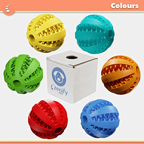 Zenify Puppy Toys Dog Toy Food Treat Interactive Puzzle Ball for Tooth Teething Chew Fetch Tennis Training Boredom Behaviour Dispensing Stimulation for Dogs & Puppies (Multi Pack Large)