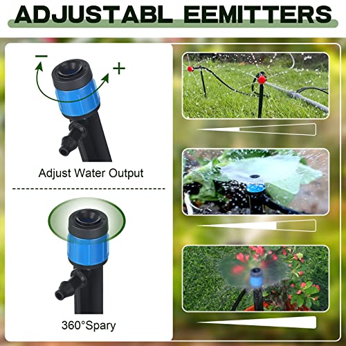 400 Pieces 5.2 Inch Drip Emitters Fan Drip Emitters for 1/4 Inch Drip Irrigation Tubing Adjustable 360 Degree Water Flow Drippers Watering System Irrigation Tube Hose Irrigation Sprayer Head Garden