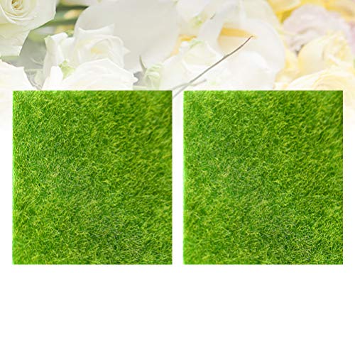 TOYANDONA 2pcs Artificial Grass Turf Fake Moss Rug Mats 30cmx30cm Mini Lawn Carpet for Dollhouse Fairy Garden Ornament