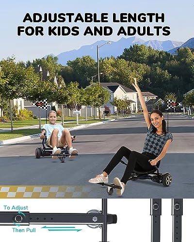 Gyroshoes Hoverboard Seat Attachment, Hover Board Accessory Go Kart Compatible with 6.5" 8" 10" Hoverboard, Hoverboard Go Kart for Kids and Adults with Adjustable Frame Length