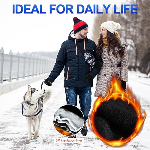 -30℉ Winter Gloves Touchscreen Gloves Waterproof Thermal Gloves Ski Gloves for Men Women Running Cycling Outdoor Activities, Black, Medium