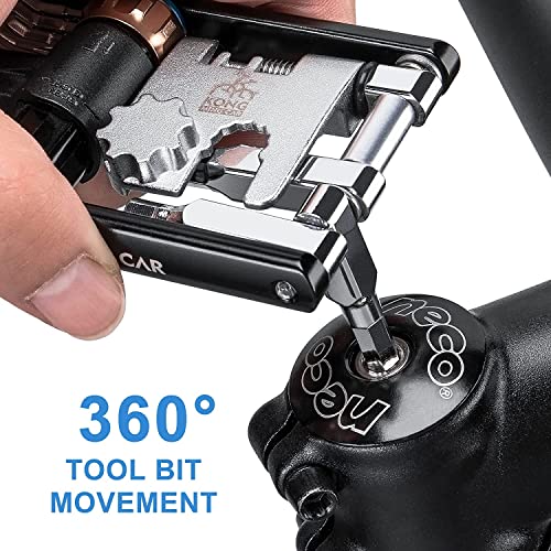 Kadacha 20-in-1 Bicycle Multifunction Tool with CO2 Inflator - Compact and Lightweight Multitool Kit for Road and Mountain Bikes - Includes Hex, Torx, Screwdriver and Chain Tool.