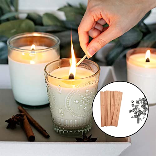 Wood Candle Wicks, 30 Pcs Natural Wooden Candle Wicks with Iron Stand for DIY Handmade Candles, Candle Craft(12.5 * 150mm)