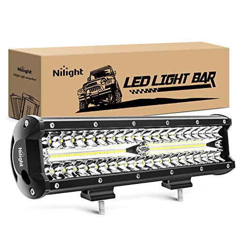 Nilight Led Light Bar 12Inch 300W Triple Row Flood Spot Combo 30000LM Bar Driving Boat Lighting Led Off Road Lights for Trucks