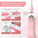 Sejoy Cordless Water Flosser, Water Dental Flosser Water Flossers for Teeth Portable Oral Irrigator Rechargeable for Home Travel Office, 270ML IPX7 Waterproof 5 Cleaning Modes & 5 Jet Tips, Pink