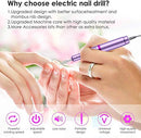 Electric Nail Files, Geecol Updated Version USB Electric Nail File 20000 RPM Adjustable Speed Portable 11 Changeable Filing Bits Electric Manicure Pedicure Kit Nail Drill for Acrylic Nails, Gel Nails