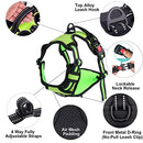 AMAGOOD Dog Harness, NNo Choke Front Lead Dog Reflective Harness, 2 Lockable Quick-snap and Adjustable Soft Padded Pet Vest with Easy Control Handle for Small to Large Dogs,Green,Large