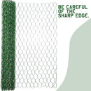 2 Sheets Chicken Wire Net for Craft Work, Galvanized Hexagonal Wire Mesh (13.7 x 40 Inches, Green)